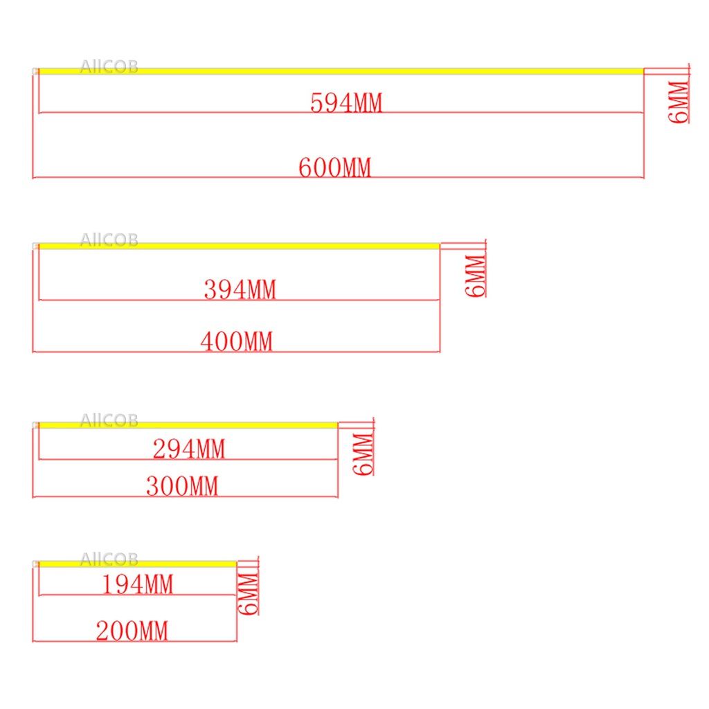 200-600*6mm COB LED Strip Bar Light DC12V 6-16W