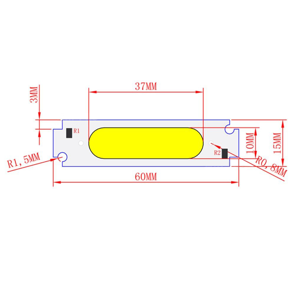 60*15mm COB LED Strip Bar Light 2.36 inch DC12V 2W