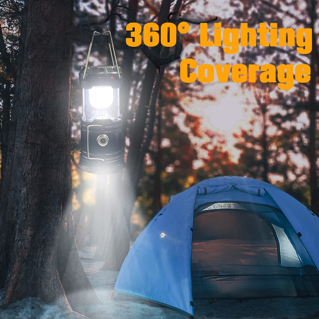 Portable LED Camping Lantern Waterproof Solar USB Rechargeable LED Flashlight Emergency Fishing Light