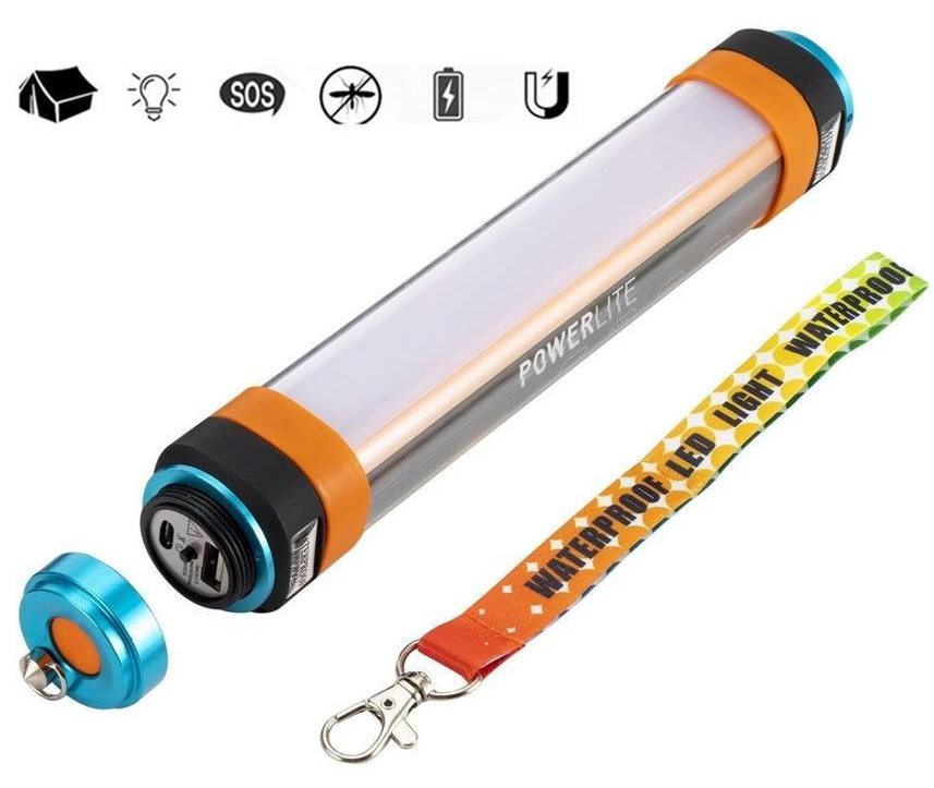 [4 IN 1]POWERLITE USB Rechargeable Waterproof Travel Light LED Lamp + Magnetic Torch + Power Bank + Car Escape Hammer